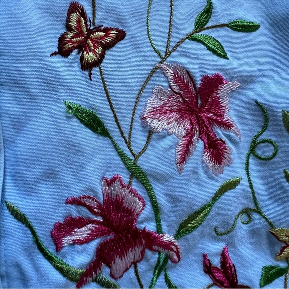 Victor Costa Occasion Embroidered Snap Up Denim Chambray Jacket Top size Large - Picture 6 of 10